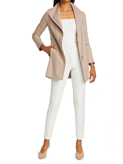 Shop Akris Punto Milano Knit Asymmetric Jacket In Taupe