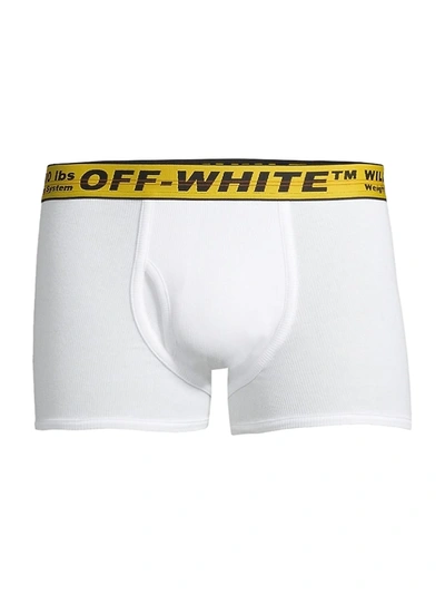 Shop Off-white 3-pack Stretch Cotton Boxer Briefs In White Yellow