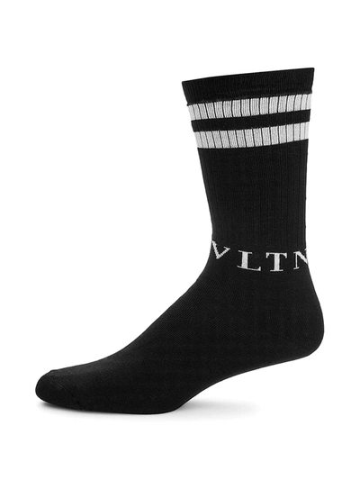 Shop Valentino Vltn Logo Socks In Black