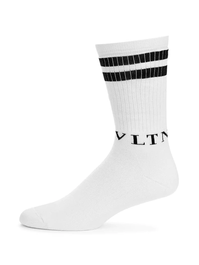 Shop Valentino Vltn Logo Socks In White