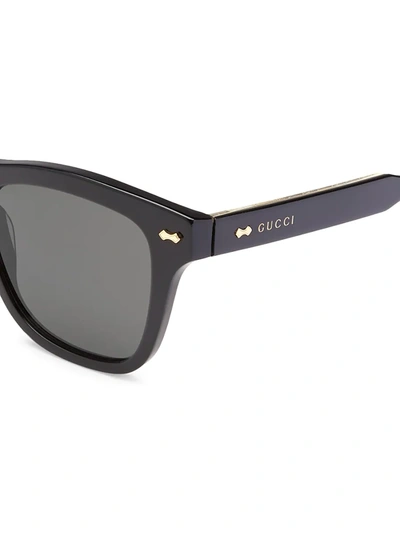 Shop Gucci Men's  Logo 53mm Rectangular Sunglasses In Black