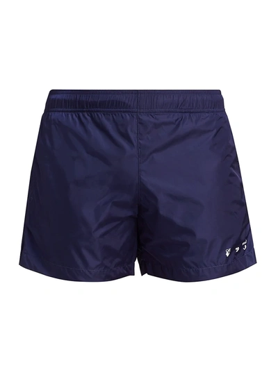 Shop Off-white Logo Swim Shorts In Blue White