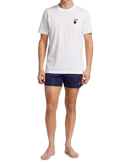 Shop Off-white Logo Swim Shorts In Blue White
