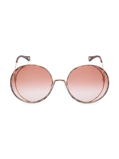 Shop Chloé Women's 61mm Round Sunglasses In Gold