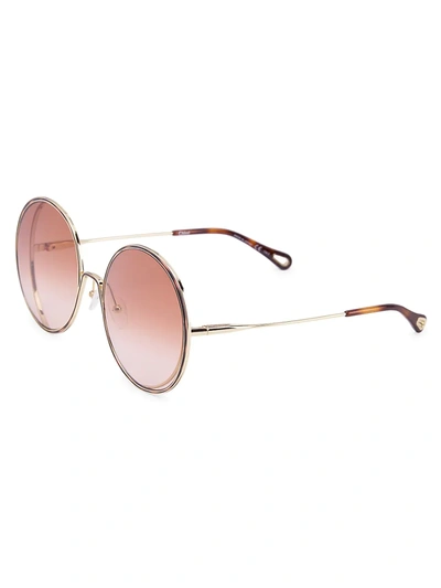 Shop Chloé Women's 61mm Round Sunglasses In Gold