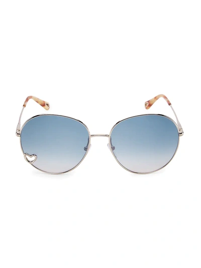 Shop Chloé 61mm Round Heart Sunglasses In Gold