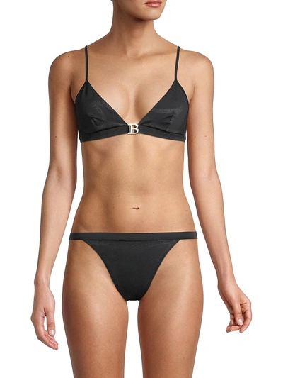 Shop Balmain Triangle 2-piece Bikini Set In Black