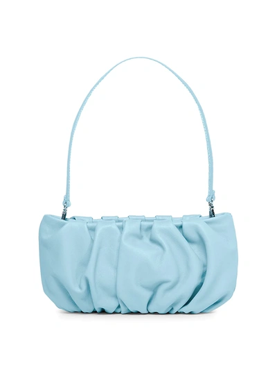 Shop Staud Women's Bean Ruched Leather Shoulder Bag In Tile Blue