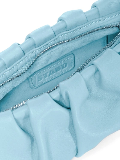 Shop Staud Women's Bean Ruched Leather Shoulder Bag In Tile Blue