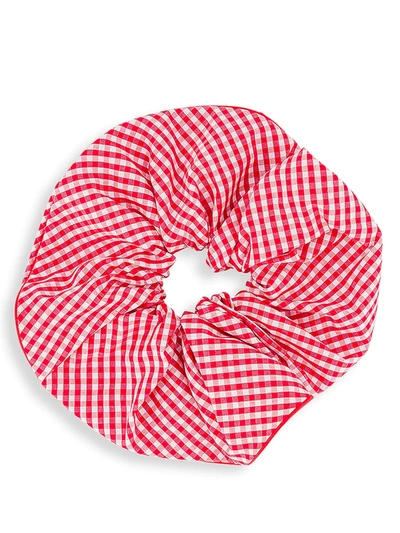 Shop Alexandre De Paris Plein Air Gingham Scrunchie In Red