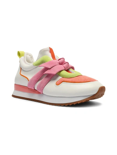 Shop Alexandre Birman Clarita Neon Leather Sneakers In White Salm