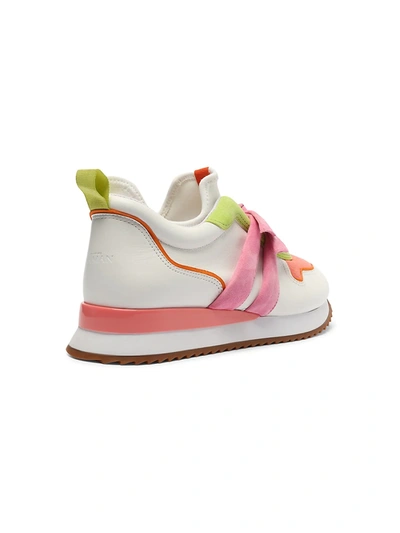 Shop Alexandre Birman Clarita Neon Leather Sneakers In White Salm