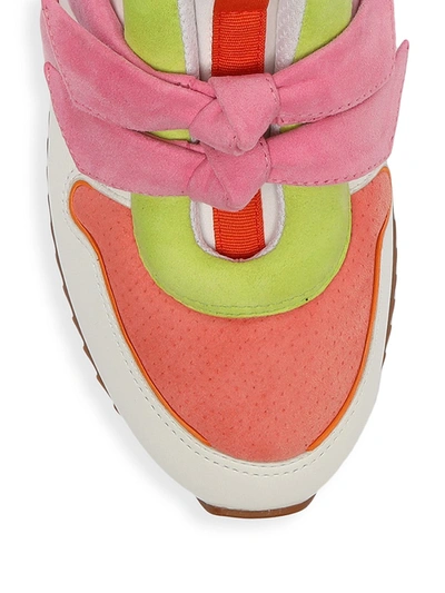 Shop Alexandre Birman Clarita Neon Leather Sneakers In White Salm