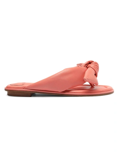 Shop Alexandre Birman Women's Clarita Bow Leather Thong Sandals In Salmon Pink