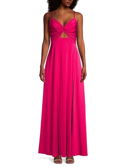 Shop Aidan Mattox Twist-front Mermaid Gown In Super Pink