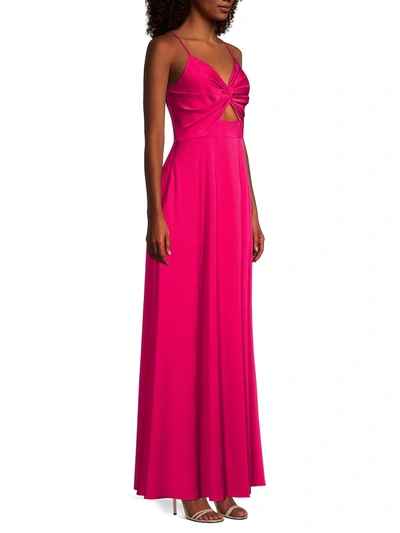 Shop Aidan Mattox Twist-front Mermaid Gown In Super Pink