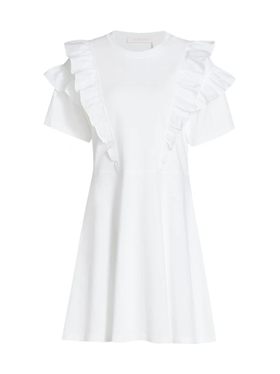 Shop See By Chloé Tier Ruffle T-shirt Dress In White