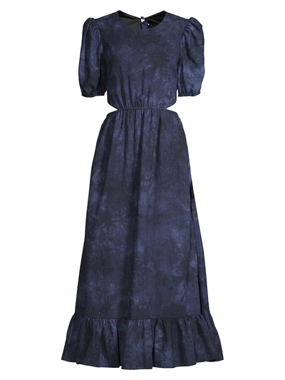 Shop Likely Rosa Tie-dye Cutout A-line Dress In Navy