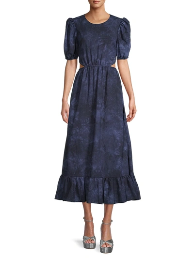 Shop Likely Rosa Tie-dye Cutout A-line Dress In Navy