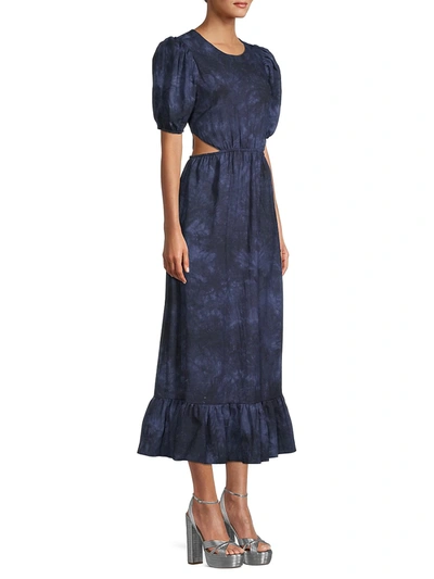 Shop Likely Rosa Tie-dye Cutout A-line Dress In Navy