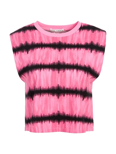 Shop Alice And Olivia Women's Desma Tie-dye Shoulder Pad Tank Top In Washed Tie Dye Pink