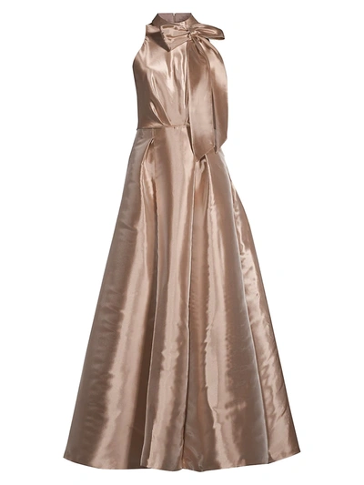 Shop Aidan Mattox Halter Ball Gown In Copper