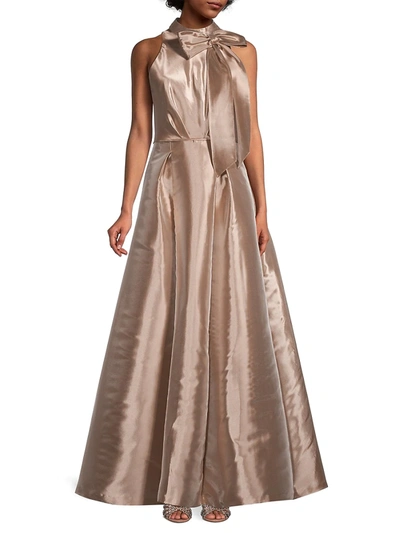 Shop Aidan Mattox Halter Ball Gown In Copper