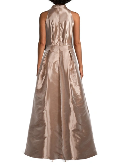 Shop Aidan Mattox Halter Ball Gown In Copper