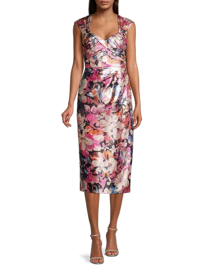 Shop Aidan Mattox Sweetheart Brocade Sheath Dress In Black Multi