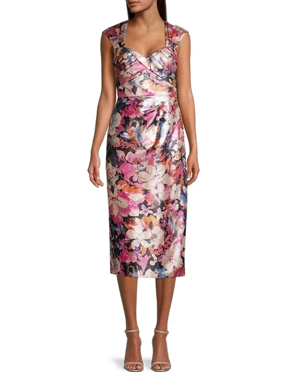 Shop Aidan Mattox Sweetheart Brocade Sheath Dress In Black Multi