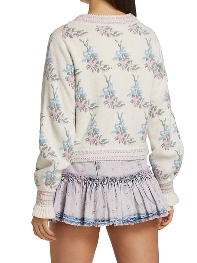 Shop Loveshackfancy Women's Fairy Garden Floral Cardigan In Dew Drop Cream Multi