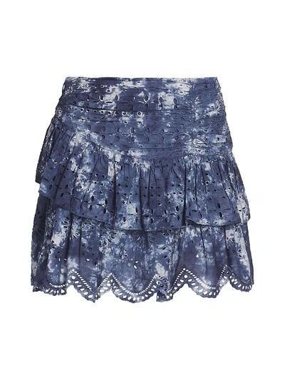 Shop Loveshackfancy Onika Cotton Mini Skirt In Midnight Hand Dye
