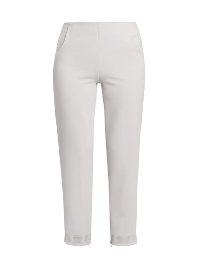 Shop Giorgio Armani Women's Double Crepe Stretch Wool Trousers In Pearl White