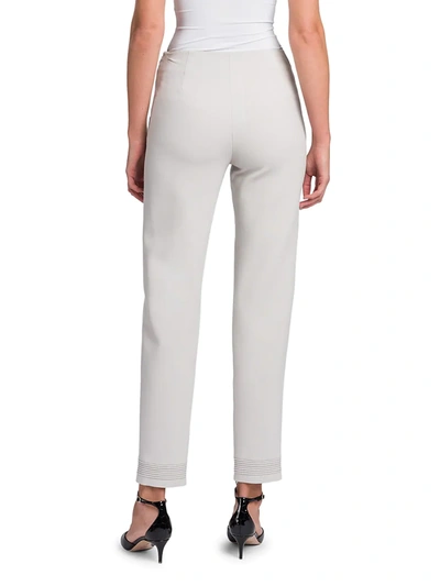 Shop Giorgio Armani Women's Double Crepe Stretch Wool Trousers In Pearl White