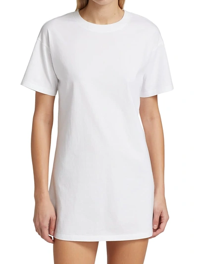 Shop Alice And Olivia Garner Drop-shoulder Boxy T-shirt Dress In White