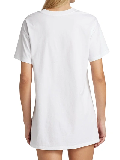 Shop Alice And Olivia Garner Drop-shoulder Boxy T-shirt Dress In White