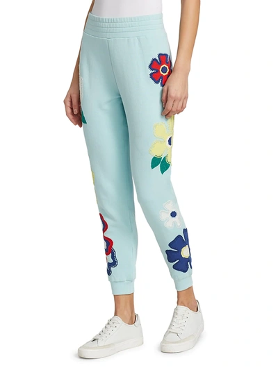 Shop Alice And Olivia Nyc Slim Joggers In Powder Blue Multi