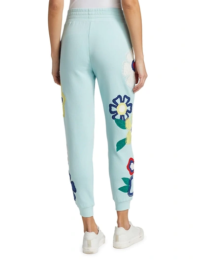 Shop Alice And Olivia Nyc Slim Joggers In Powder Blue Multi