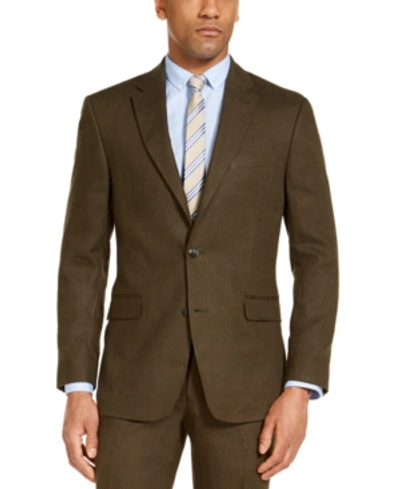 Shop Tommy Hilfiger Men's Modern Fit Linen Suit Separate Jackets In Olive