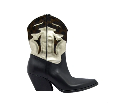 Shop Elena Iachi Black Leather Ankle Boots