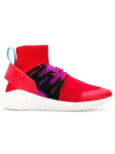 Shop Adidas Originals Tubular Red Polyester Hi Top Sneakers