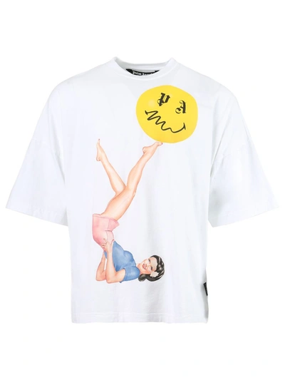 Shop Palm Angels Juggler Pin Up Oversize T-shirt In White