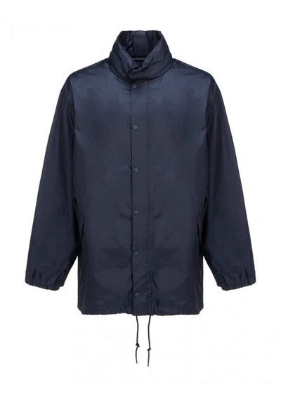 Shop Balenciaga Blue Nylon Outerwear Jacket
