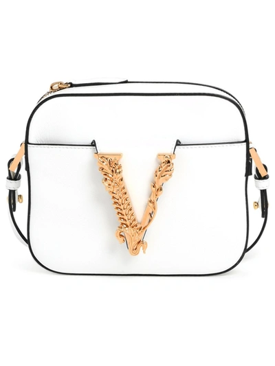 Shop Versace White Leather Shoulder Bag