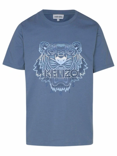 Shop Kenzo Light Blue Cotton T-shirt