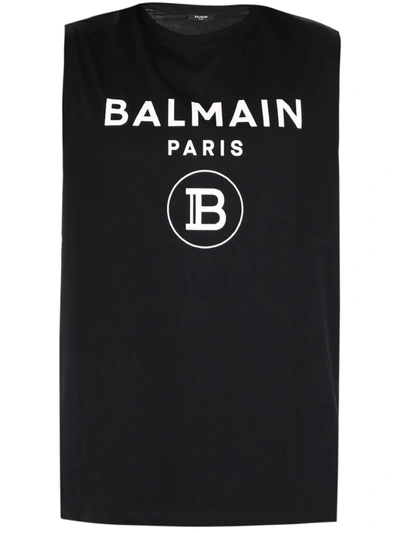 Shop Balmain Black Cotton Top