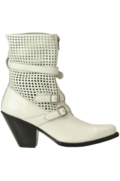 Shop Celine White Leather Ankle Boots