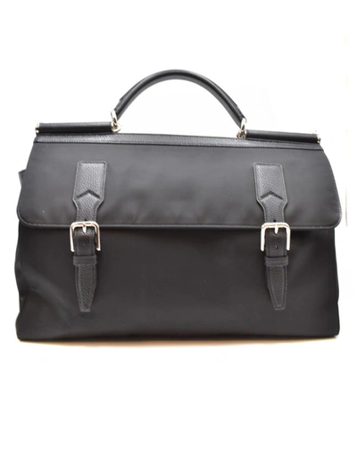 Shop Dolce & Gabbana Black Leather Travel Bag