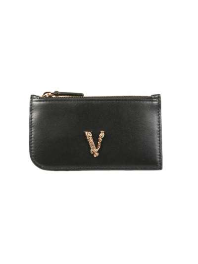 Shop Versace Black Leather Card Holder