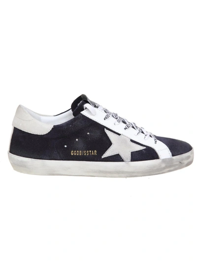 Shop Golden Goose Superstar Blue Suede Sneakers